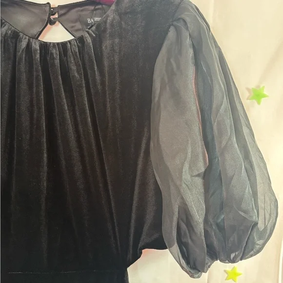 NWT Bardot Black Malina Velour Mini Dress with Cutouts and Puff Sleeves Size 12 - Picture 14 of 15